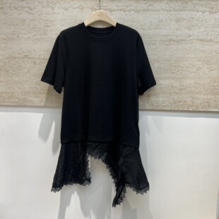 短袖 设计感蕾丝花边拼接中长款 T恤女洋气百搭上衣潮 新款 2026夏季