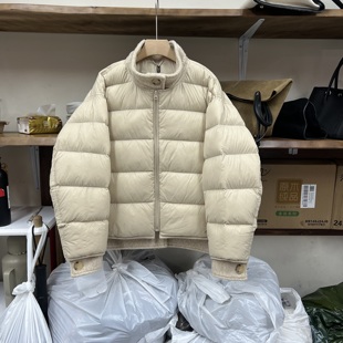 25089冬季设计感毛呢拼接立领假两件羽绒服女保暖95白鸭绒外套潮