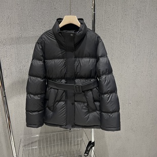 2025冬季新款高级感立领系带收腰羽绒服女加厚保暖90白鸭绒外套潮