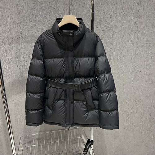 韩版立领系带收腰显瘦羽绒服外套