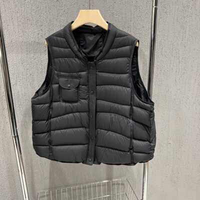 复古时尚短款轻薄羽绒马甲背心女