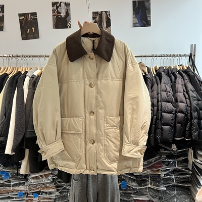 翻领中长款95白鸭绒羽绒服外套潮