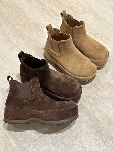 女鞋2025冬款加绒圆头磨砂牛皮增高勃肯鞋女复古风舒适套筒短靴女