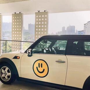 minicooper笑脸卡通车贴miniev糯玉米小蚂蚁动漫个性车门装饰拉花
