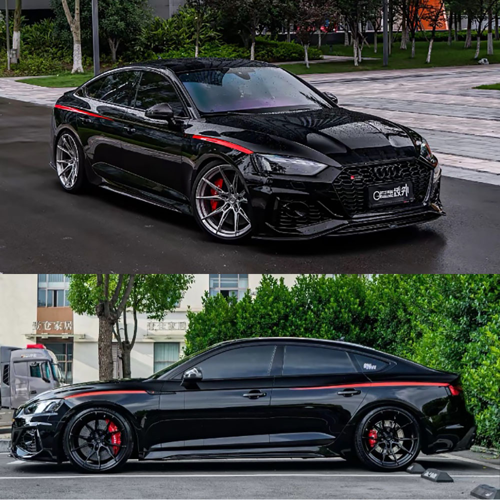 奥迪a5拉花 RS7 RS6 S4 A7车身改装腰线车贴赛车贴纸跑车机盖彩条