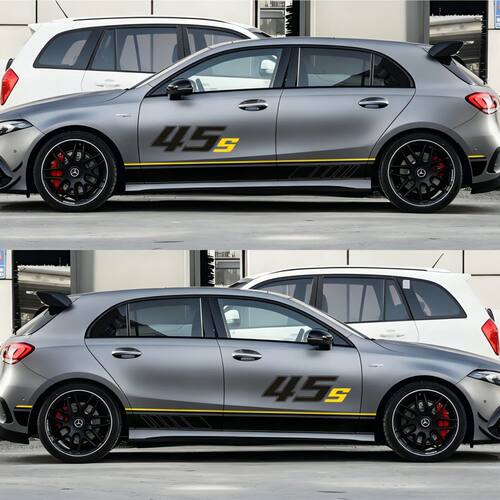 适用于奔驰A45s车贴拉花个性Benz AMG a35 a200l车身机盖改装贴纸
