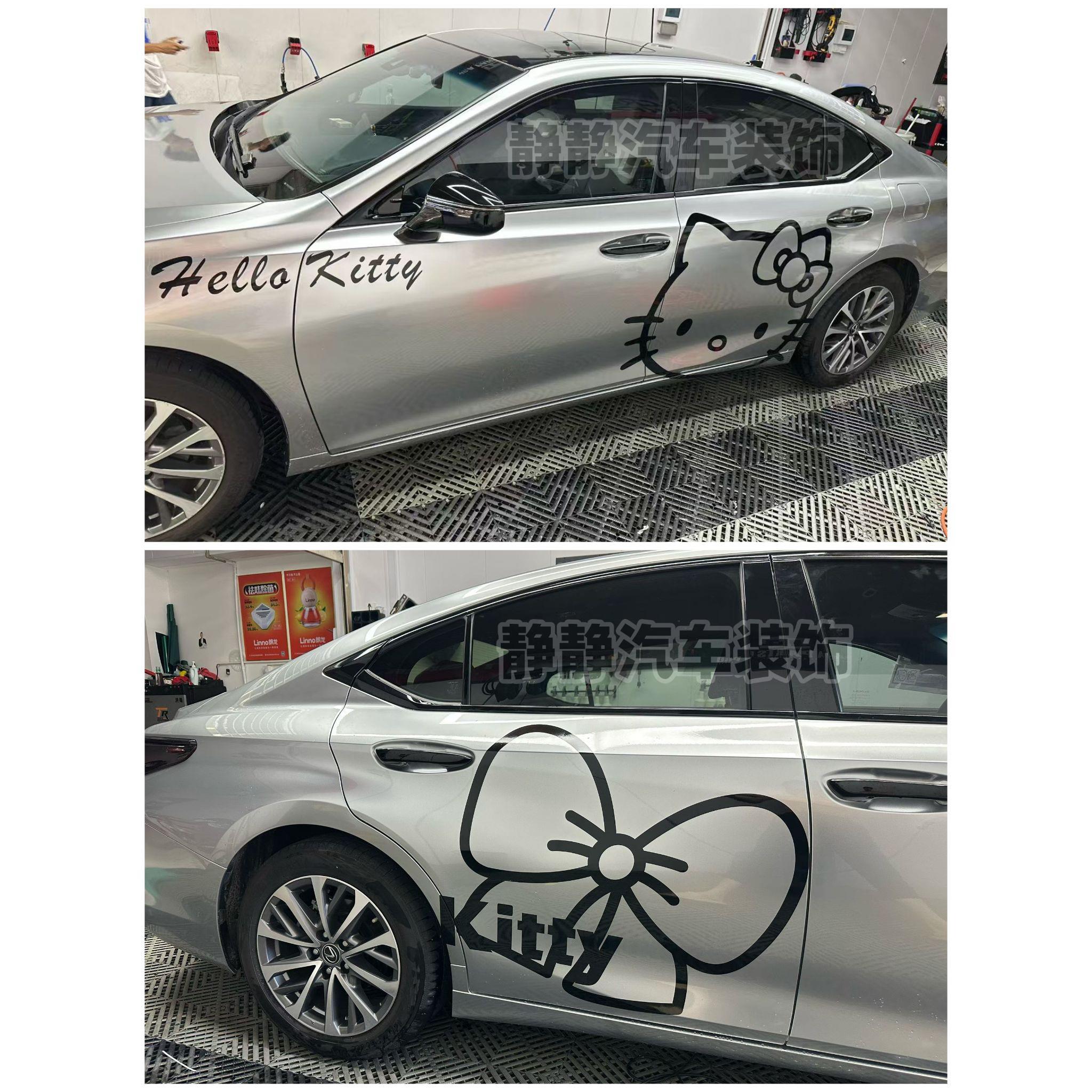 适用su7汽车 奥迪3系 极狐T1车贴拉花卡通可爱kitty猫装饰贴纸