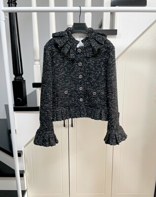 2025秋冬新款 黑色小香风套装女高级感气质名媛粗花呢外套