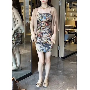 网纱开衫 印花修身 吊带连衣裙 女 套装 kitty夏季 法国cherry 新款