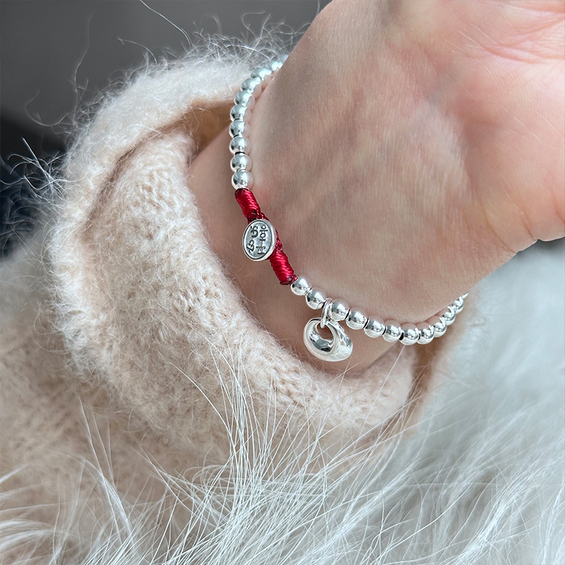 法国cherry kitty平安喜乐银珠手链s925通体银手工手串年秋冬新年