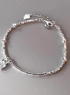 法国cherry kittys925银碎银子手链竹节元素几何字牌光珠一封情书