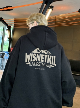 BDLS工作室文艺男女店港风情侣款个性字母宽松连帽卫衣外套情侣款