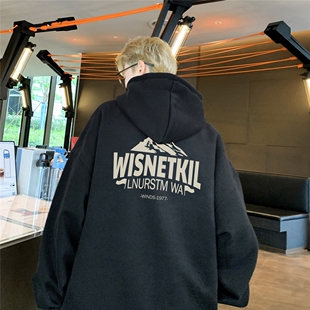 BDLS工作室文艺男女店港风情侣款个性字母宽松连帽卫衣外套情侣款