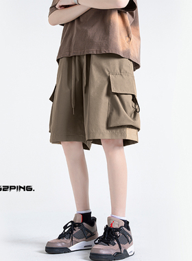 BDLS工作室文艺男女店港风情侣款夏新款无影墙大码机能风工装短裤