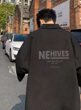 BDLS工作室文艺男女店港风情侣款冰丝短袖衬衫男女可穿情侣款潮牌