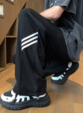 BDLS工作室文艺男女店港风情侣款巴黎神裤速干冰丝长裤男女情侣款