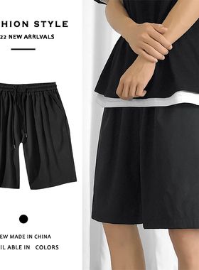 BDLS工作室文艺男女店港风情侣款夏港风多色潮牌宽松五分裤运动裤