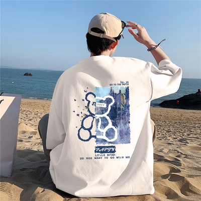 BDLS工作室文艺男女店港风情侣款纯棉小熊印花短袖T恤男大码体恤