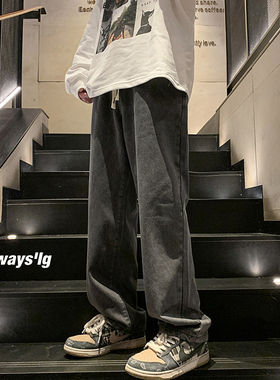 BDLS工作室文艺男女店港风情侣款男女大码美式复古重磅水洗牛仔裤