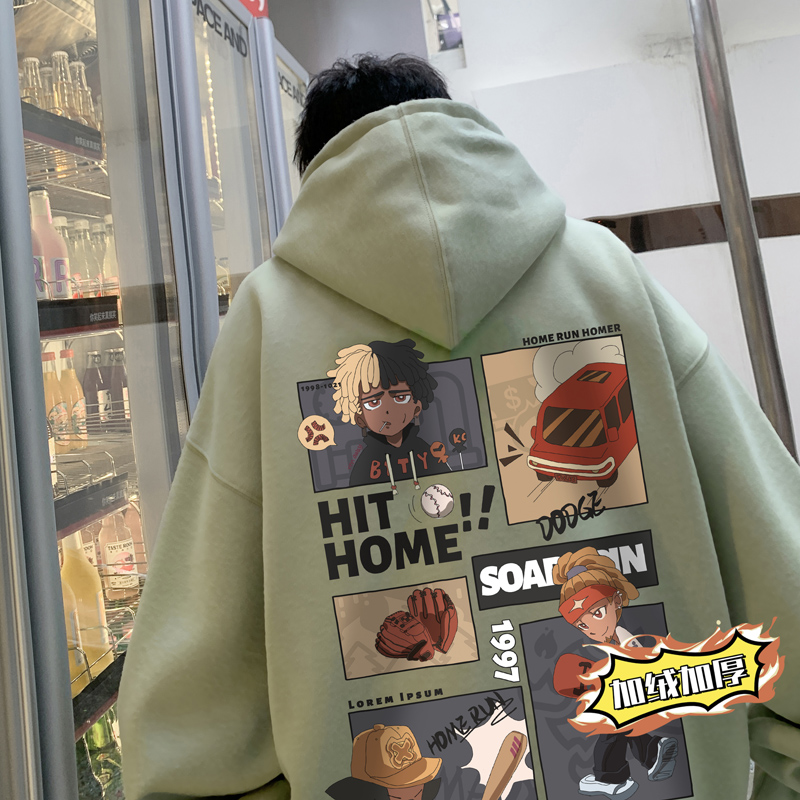 BDLS工作室文艺男女店港风情侣款连帽卫衣男帽衫男女有加绒款可选