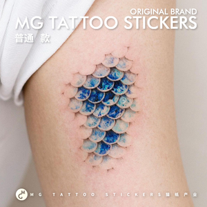 MG tattoo 海的女儿 精致人鱼美学蓝色钻石鳞片唯美浪漫海洋纹身