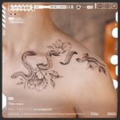 御姐纹身贴纸 镂空骨感修饰黑灰素花锁骨女款 tattoo 蛇影花纤
