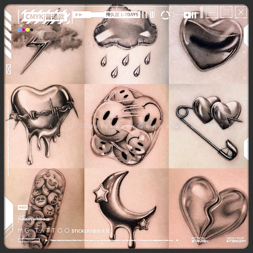 3D酸性设计时尚个性拼接小图贴纸