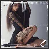 蛇影秋杀 tattoo 暗黑蟒蛇花朵图案腿部大图御姐度假风纹身贴