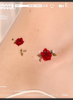 高级感玫瑰花朵肩膀御姐纹身贴女