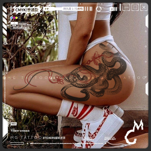 灵性艺术之美大图唯美纹身贴纸度假遮疤女 山海经玄蛇 tattoo