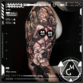 tattoo束缚之爱 艺伎花臂刺青大图另类独特男女防水纹身贴纸