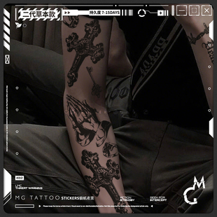 祈祷之手暗黑系男女花臂草本持久防水纹身贴 二代草本 tattoo
