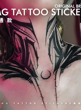 MG tattoo 哥特暗黑系异形花体大图欧美花脖潮酷个性防水纹身贴纸