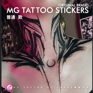防水纹身贴纸 哥特暗黑系异形花体大图欧美花脖潮酷个性 tattoo