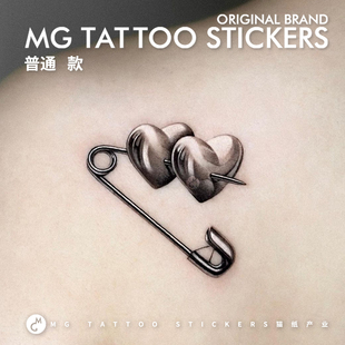 男女个性 3D爱心图案金属感艺术风格 脚踝锁骨防水纹身贴 tattoo