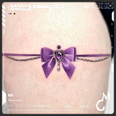 tattoo 轻熟优雅温柔少女感紫色宝石蝴蝶结腿环浪漫精致纹身贴