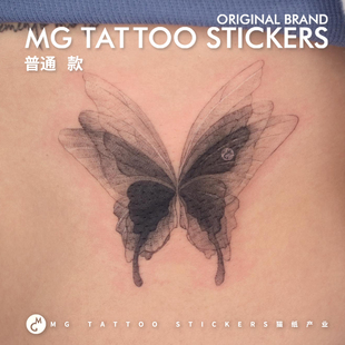 浪漫文艺蝴蝶图案ins风脚踝手臂胸口纹身贴纸 黑色之美 tattoo