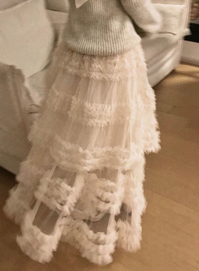 韩国订单2026春季新款高级感蛋糕裙 甜美氛围蛋糕网纱裙半身裙女