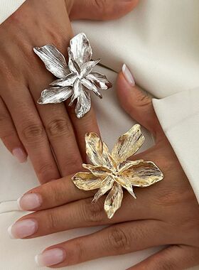 Personality Design Double Layered Big Flower Ring for Women