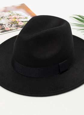 Autumn and winter men and women's new large brimmed hats, fa