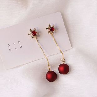 Fashion Christmas Red Dangle Earrings For Women Rhinestone S
