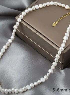 Real Natural Baroque Freshwater Pearl Choker Necklace for Wo
