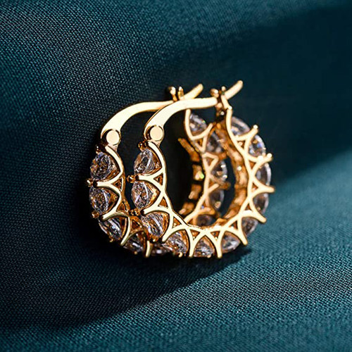High Quality Cubic Zirconia Women Hoop Earrings Stylish Girl