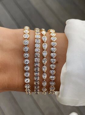 Various Shaped Geometric Bezel Cubic Zirconia 5A CZ Tennis C
