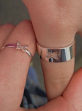 Silver Color Butfly Rings For Women Men Lover Couple Ring Se