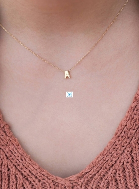 Fashion Tiny Initial Necklace Gold Silver Color Cut Letters