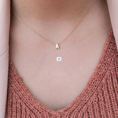 Fashion Tiny Initial Necklace Gold Silver Color Cut Letters