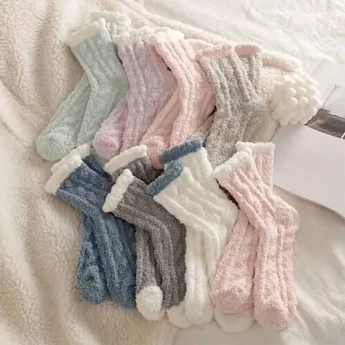 6/12 Pairs of Fuzzy Socks Soft Cozy Fluffy Slipper Winter Wa