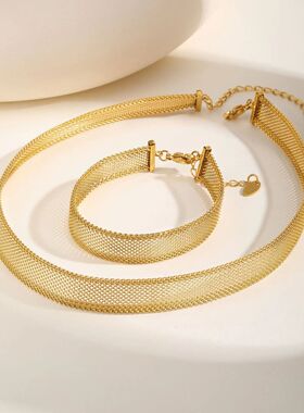 Mesh Link Necklace for Women, stainless steel chain Clavicle