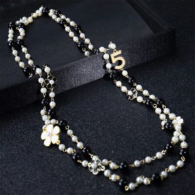 long pendants layered Camellia pearl necklace collares de mo